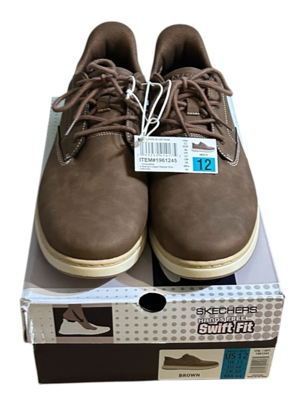 Skechers Men's Hands Free Swift Fit Memory Foam Casual Brown Shoes Size 12